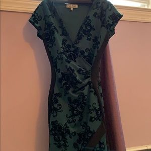 turquoise/black short sleeve short tight dress